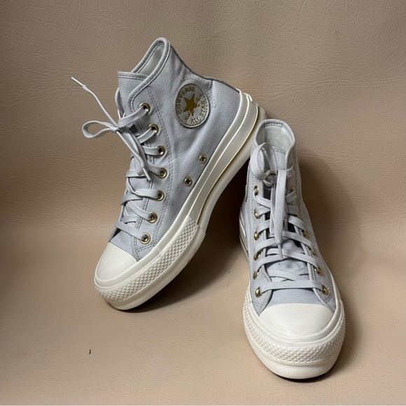 Converse Baby Blue High Top Platform Sneakers Size 7 - Picture 9 of 11